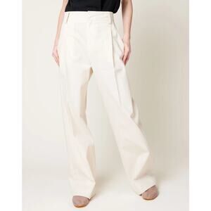 Maria McManus Mid Rise Single Pleat Front Trouser Pants Ivory Size 4 NWT $690